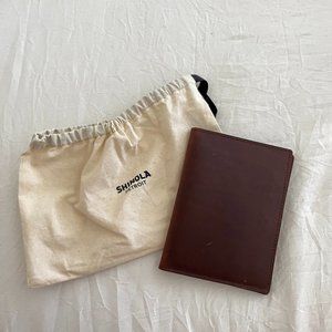 shinola brown leather passport holder